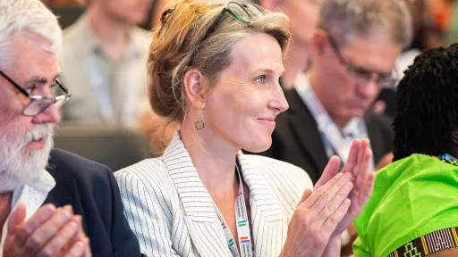 Audience clapping at IIED event.